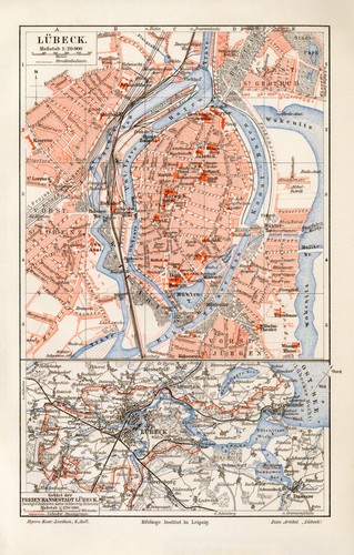 Lübeck historischer stadtplan - lübeck,
