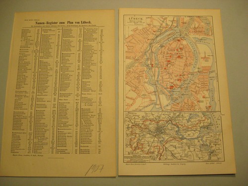 Lübeck stadtplan von 1907 - von, mit
