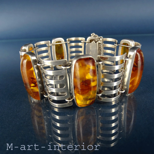 Bernstein silber armband - silber,