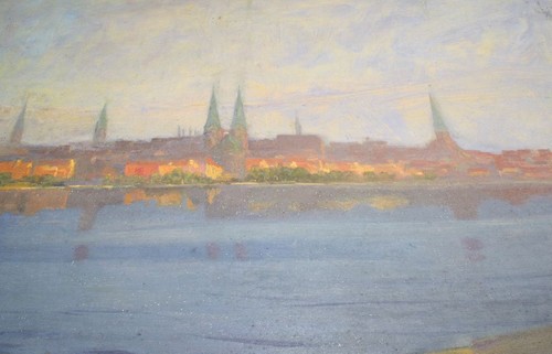 Antik lübeck ölbild stadt - lübeck,