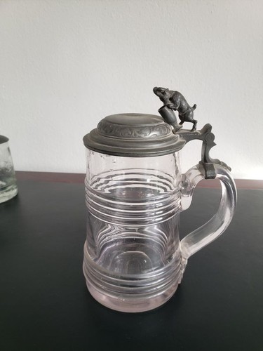 Antiker große glas bierkrug - antiker,