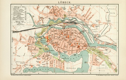 Lübeck historischer stadtplan - historischer,